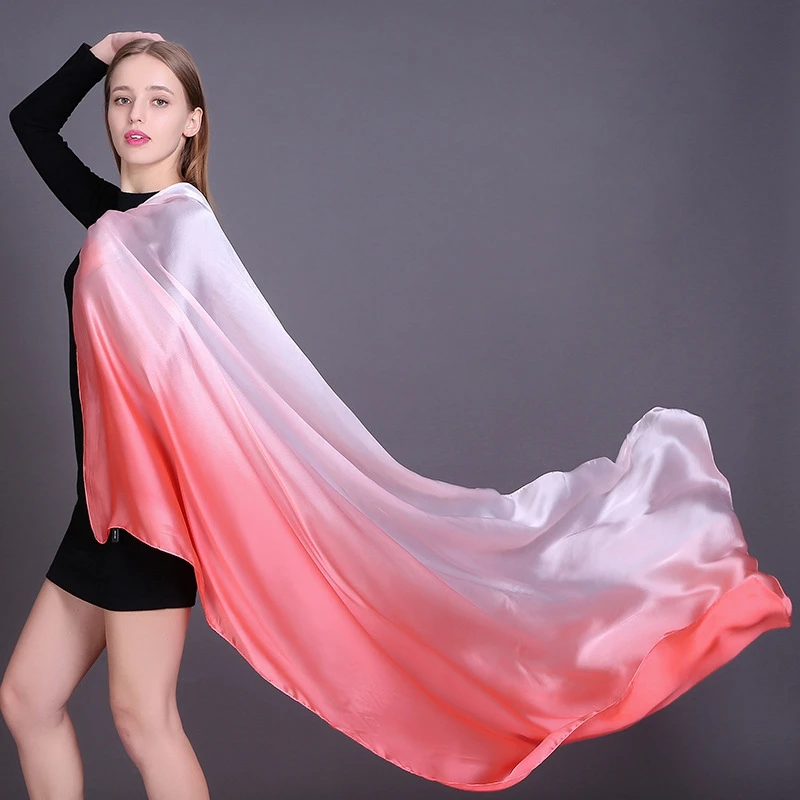 ☆ 2019 люксовый бренд Women Gradient Ombre Шелковый шарф Beach Shawl и Echarpe Summer Wrap Дизайнерски