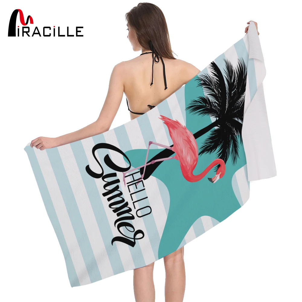 

Miracille Flamingo Bath Towel 3D Printed Bathroom Tropic Beach Towel For Adults Quick-Dry Microfiber Fabric 75x150cm Gym Towels