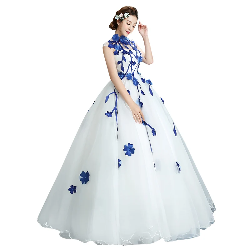 Trajes De Quinceaneras 2021 Новое платье без рукавов с высоким воротом Длинные бальные Платья