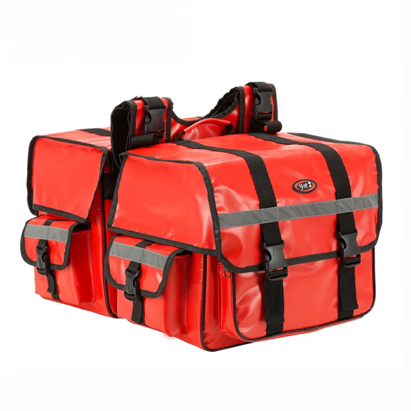 70L большой емкости мотоциклетные седельные сумки мото седельные сумки водонепроницаемый светоотражающий багаж чемодан мотоцикл сиденье сумка Боковая Сумка - Название цвета: red