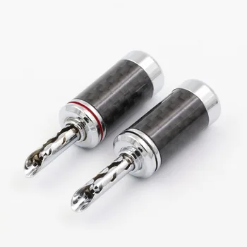 

HIFI Rhodium Plated Tellurium Copper Carbon DIY Fiber Speaker Cable BFA Banana Male Terminal Jack Plug Audio Connector