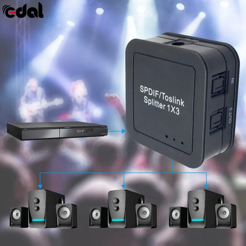 

Portable Mini SPDIF TOSLINK Fiber Divider Digital Optical 1x3 1 Input 3 Output Audio Splitter Adapter US Plug