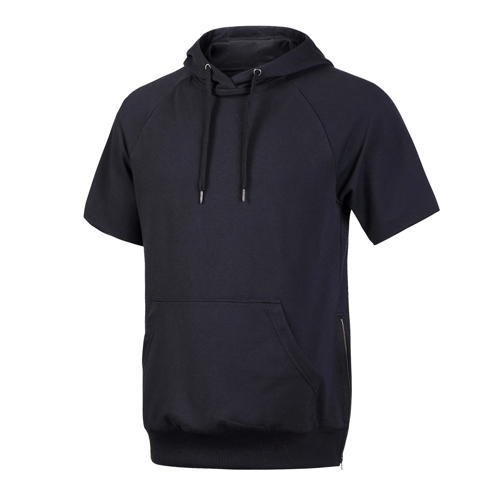 Trendy Style Cool Casual Men Hoodies Short Sleeve Zipper Sweatshirt