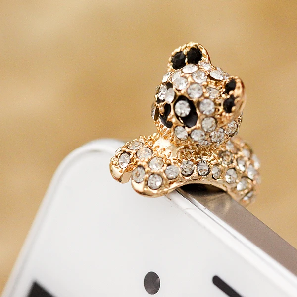 Модные простые милые панды с алмазной пылезащитный Разъем для Iphone для Andriod и все 3,5 мм отверстие для наушников