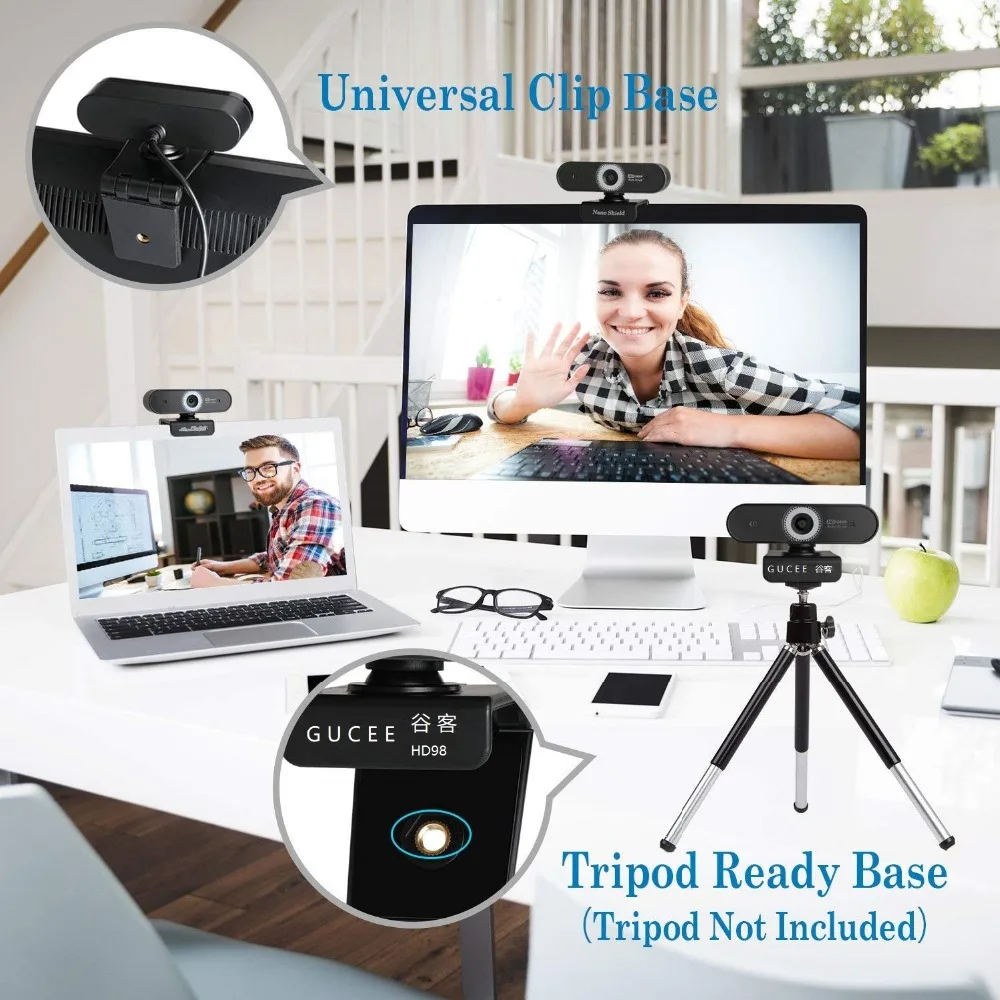 GUCEE 1080P HD веб камера Встроенный микрофон USB свободный привод Plug And Play Автофокус для