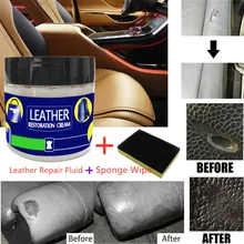 2PC Leather Repair Cream Repair Filler Compound For Sofa Car Leather Restoration Cracks Burns& Holes with Sponge