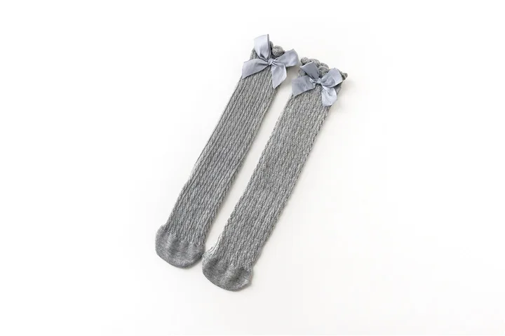 YWHUANSEN/5 пар/лот; Летние сетчатые длинные носки для девочек; Meia Calca Infantil; хлопковые детские высокие носки с противомоскитным принтом - Цвет: Серый