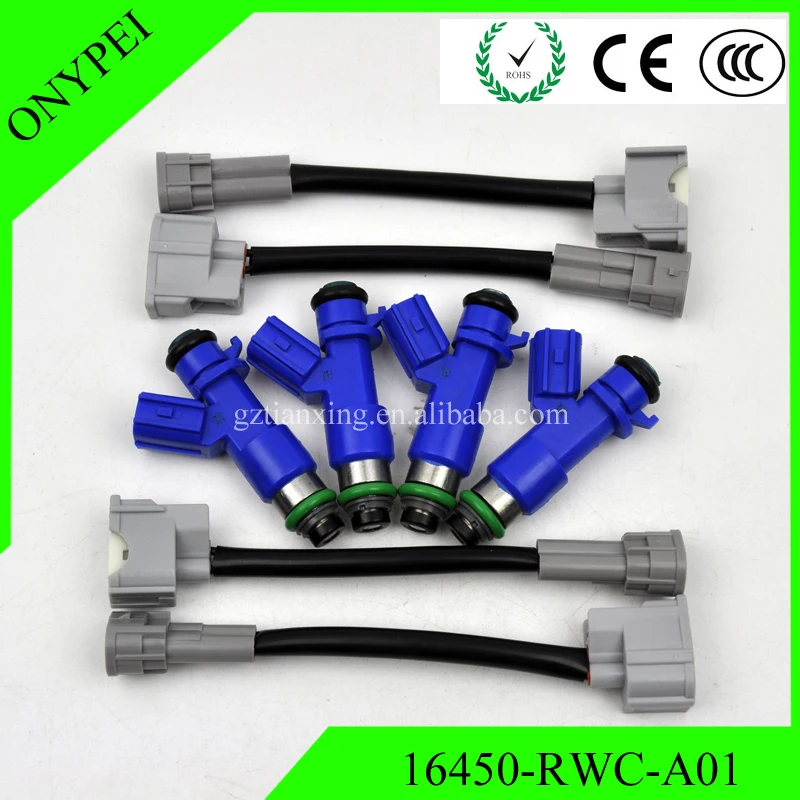 4 Pcs Fuel Injector 16450 RWC A01 For Honda Civic Acura RDX RSX K20 K24
