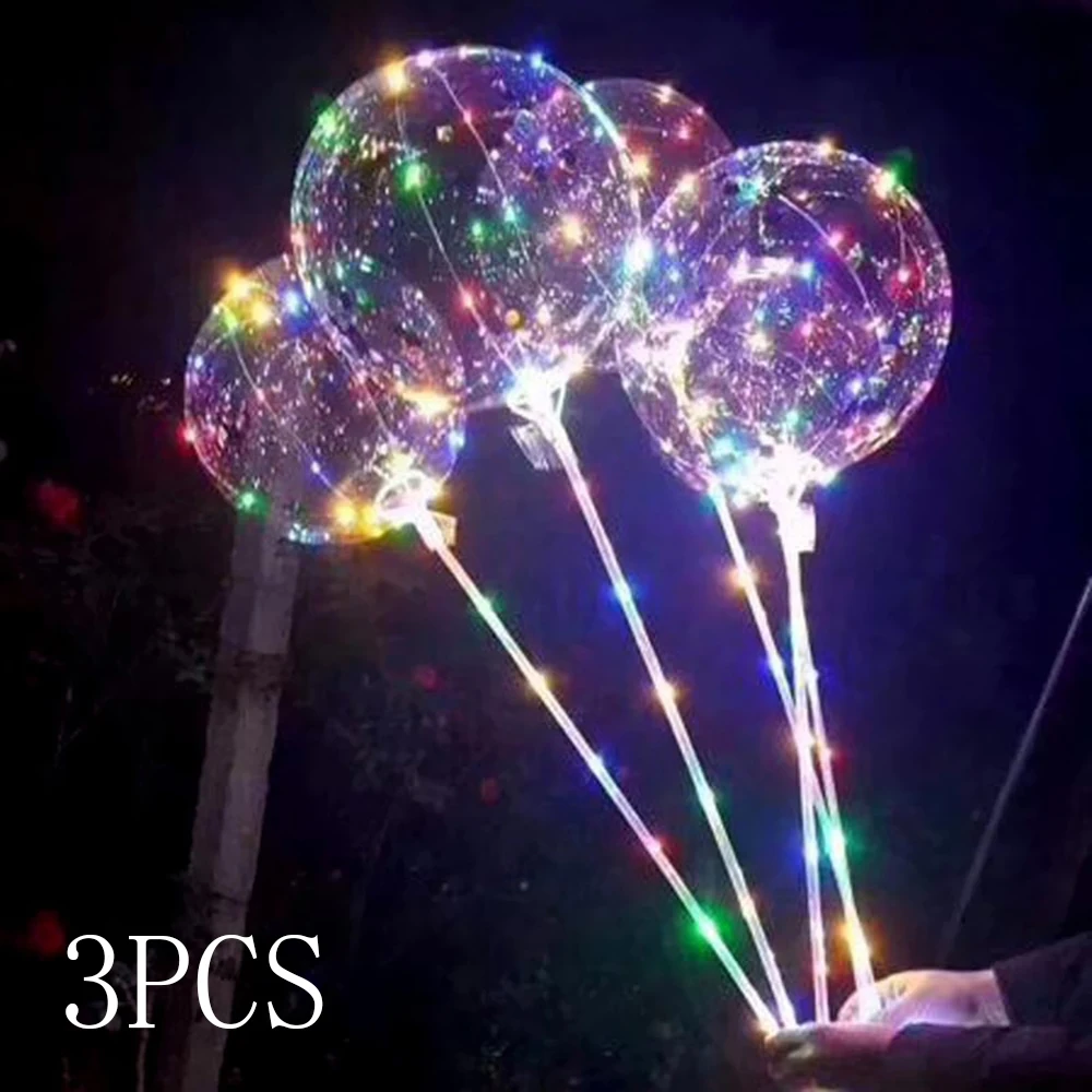 1/3 PCS 18inch Luminous LED BoBo Balloon Transparent Colorful Flashing