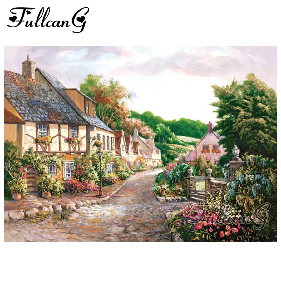 

FULLCANG 40x30cm full square/round drill diy 5d diamond painting "rural landscape" wholesale diamond embroidery sale set FC282