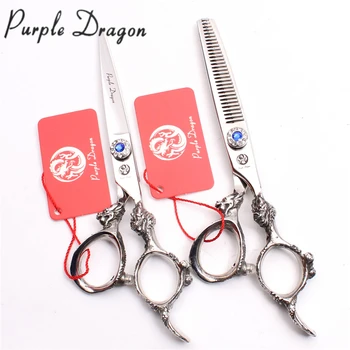 

6.0" 17.5cm JP 440C Purple Dragon Silver Hairdressing Scissors Thinning Scissors Cutting Shears Professional Hair Scissors Z9004