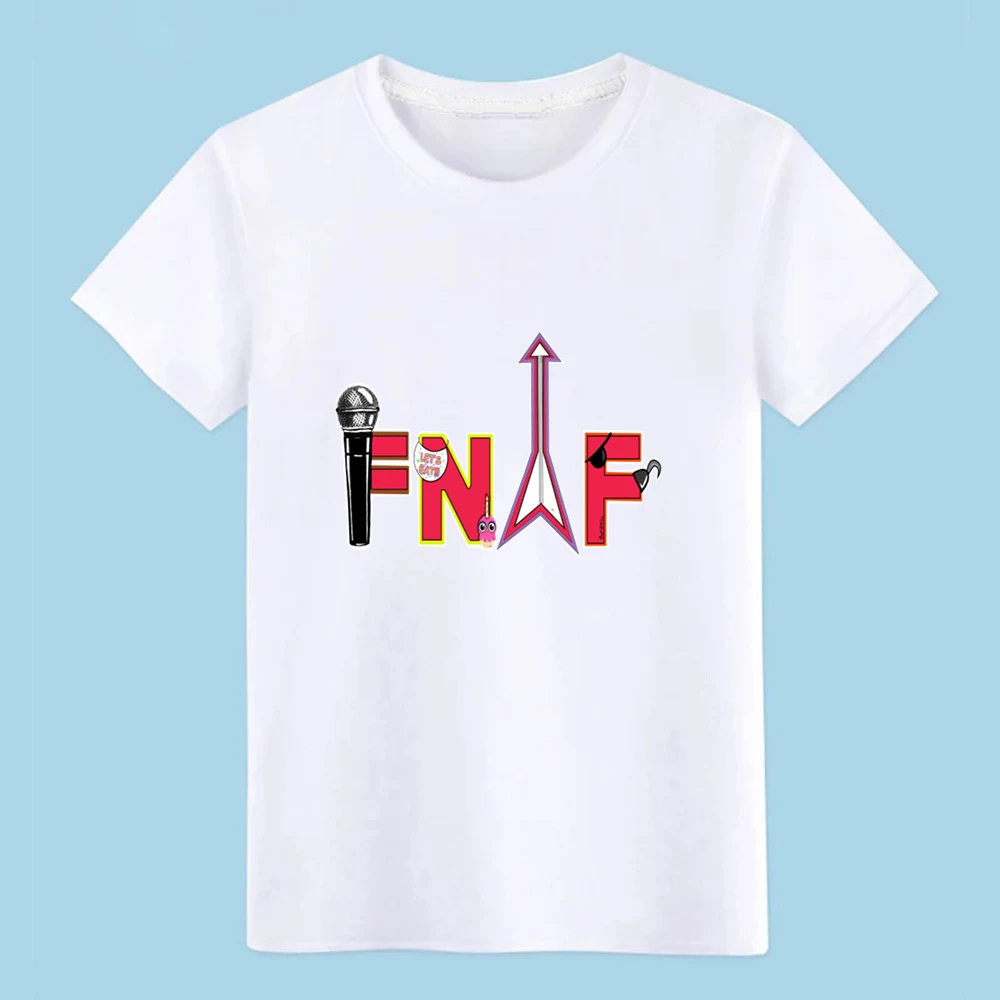 Fnaf Футболка с принтом 100% хлопок круглый вырез обычная свободная забавная