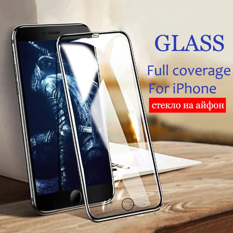 

Full Cover protective Glass For iPhone 6 7 8 6S Plus glass on the iphone 7 8 6 X XS Max XR screen protector tempered glass Case