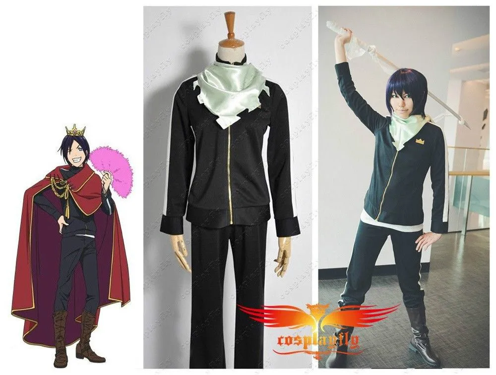 Noragami Yato Sportswear Wear Cosplay Costume And Scarf Custom made Any Size with Wig and Free