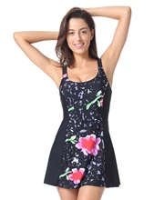 Delimira Women’s Floral Print One Piece Swimwear Swimsuit Plus Size Women Beachwear with Skirt