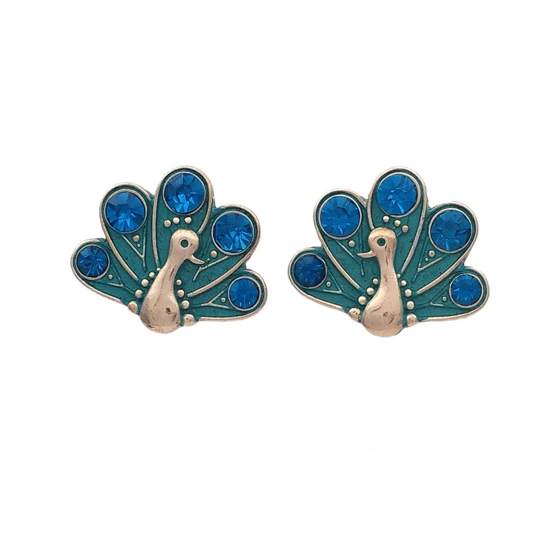New fashion jewelry peacock Stud earrings lovely animal color earrings girl deserve to act the