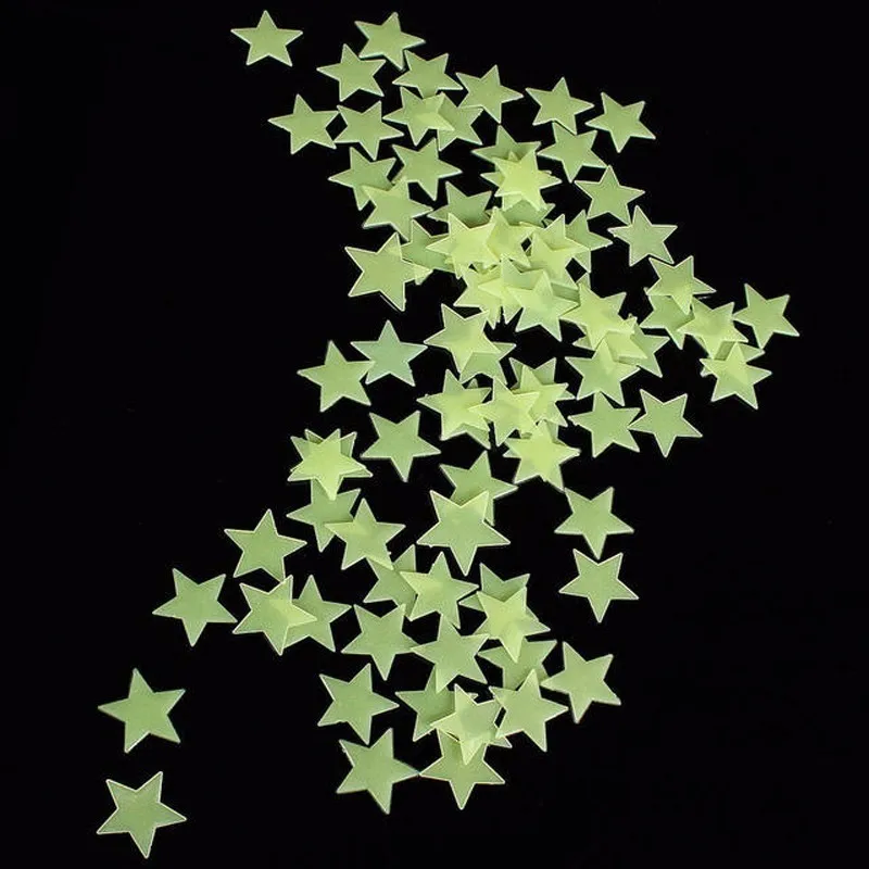100Pcs Luminous Wall Stickers Glow In The Dark Stars Stickers For Kids Baby Rooms Colorful Fluorescent Home Room Decor Decals tree wall decal