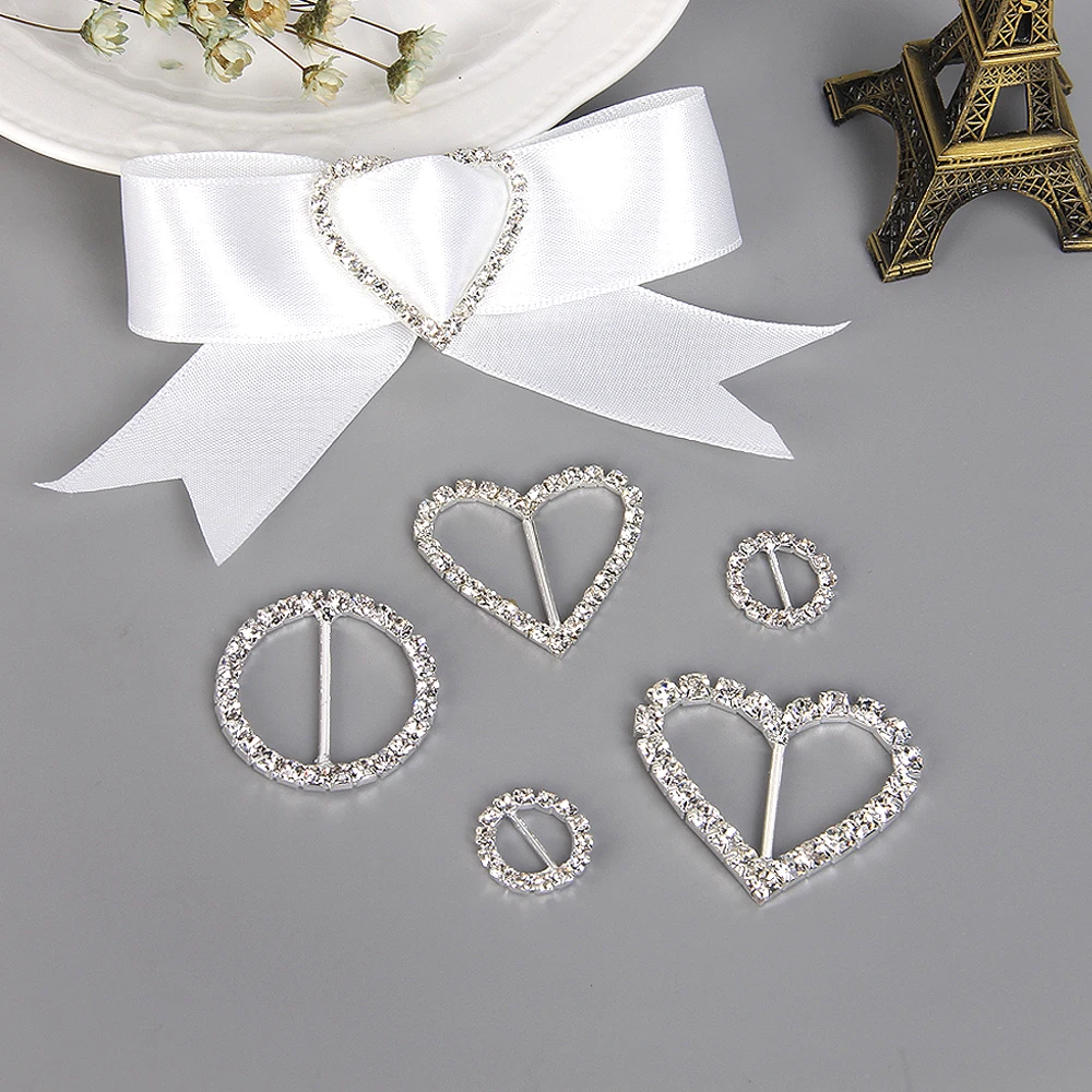 

david angie Heart Round Rhinestone Buckles Diamond Button Wedding Decoration Supply,DIY love Valentine's Day Accessories,5Yc2290