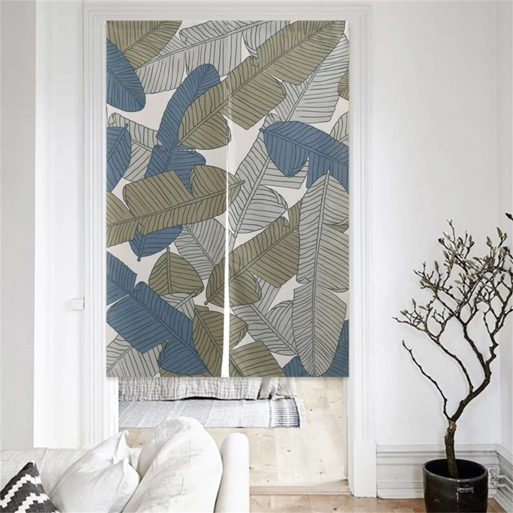 

XIAOKENAI 85X120cm Thick Pounds Cotton Linen Pastoral Doorway Curtains Fresh Leaves Garden Simple Curtains Blackout Curtains