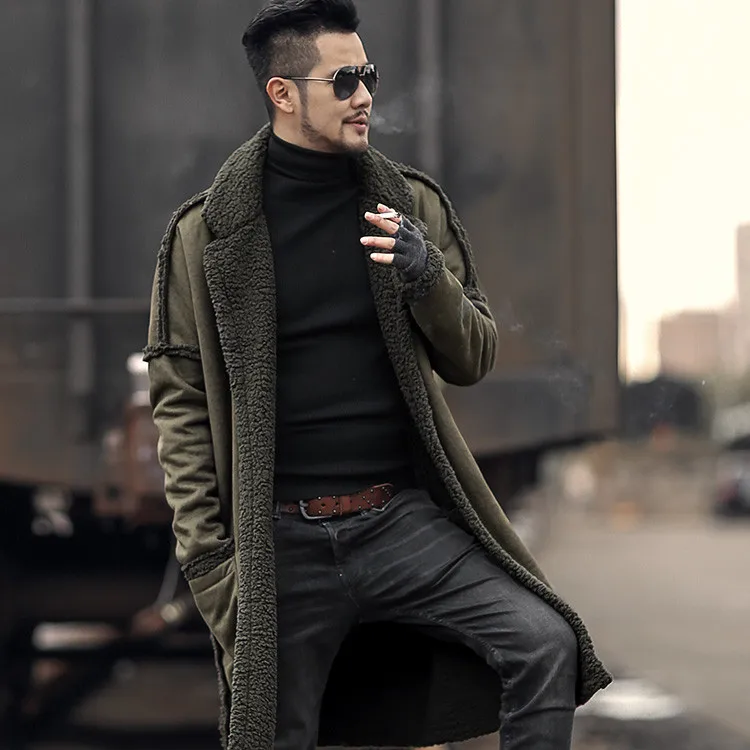 Double-sided Wear Woolen Furry Fleece Jacket Long Version of Warm Coat for Men Winter Men's Plush European Style Brand New Coat Double-sided Wear Woolen Furry Fleece Jacket Long Version of Warm Coat for Men Winter Men's Plush European Style Brand New Coat