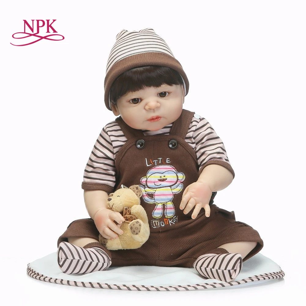 NPK 56 см полный корпус силиконовые куклы Reborn Baby boy игрушка игровой дом реалистичные Новорожденные Спящая кукла-реборн для малышей bebe мягкая