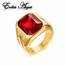2017 New Arrival Stainless Steel Rings For Men Women Big Red Rhinestones Cross Ring Men Charms Fashion Accessories Jewelry Gift