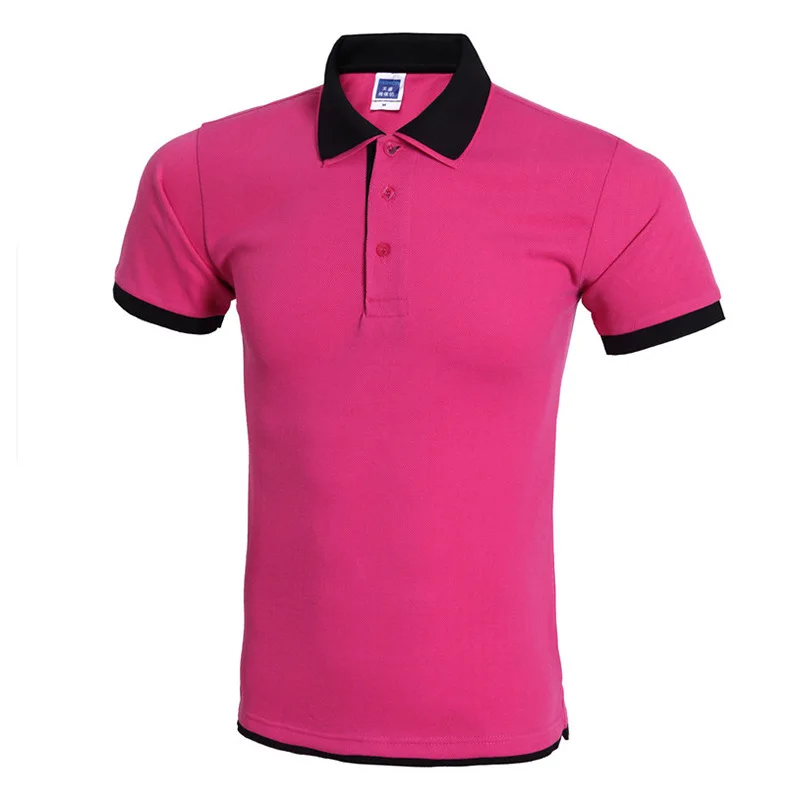 Крутая футболка-поло для мужчин, поло Homme, фирменный дизайн, двойной воротник, сплошной цвет, рубашки поло, Летний стиль, короткий рукав, мужские Поло, s, 3xl - Цвет: Rose