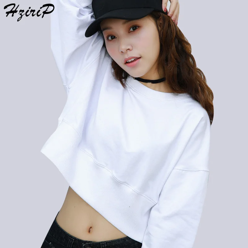 HziriP Hoodies Short Women Sweatshirts Spring Solid Color