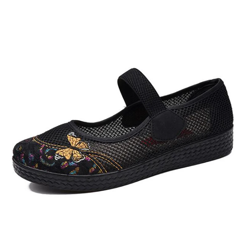 THEAGRANT/Женская обувь; коллекция года; сезон лето; обувь mary jane на платформе с принтом бабочки; женская обувь на плоской подошве из сетчатого материала; качественная обувь в китайском стиле; обувь в стиле старого Пекина; WFS3068