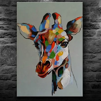 

Handmade Abstract Cute Baby Giraffe Art Oil Painting On Canvas For Living Room Decor Hang Group Of Paintings