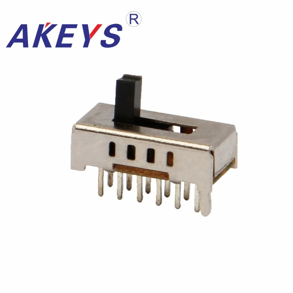 

20PCS SS-24D02 2P4T Double pole four throw 4 position slide switch 12 solder lug pin verticle type with 2 fixed pin