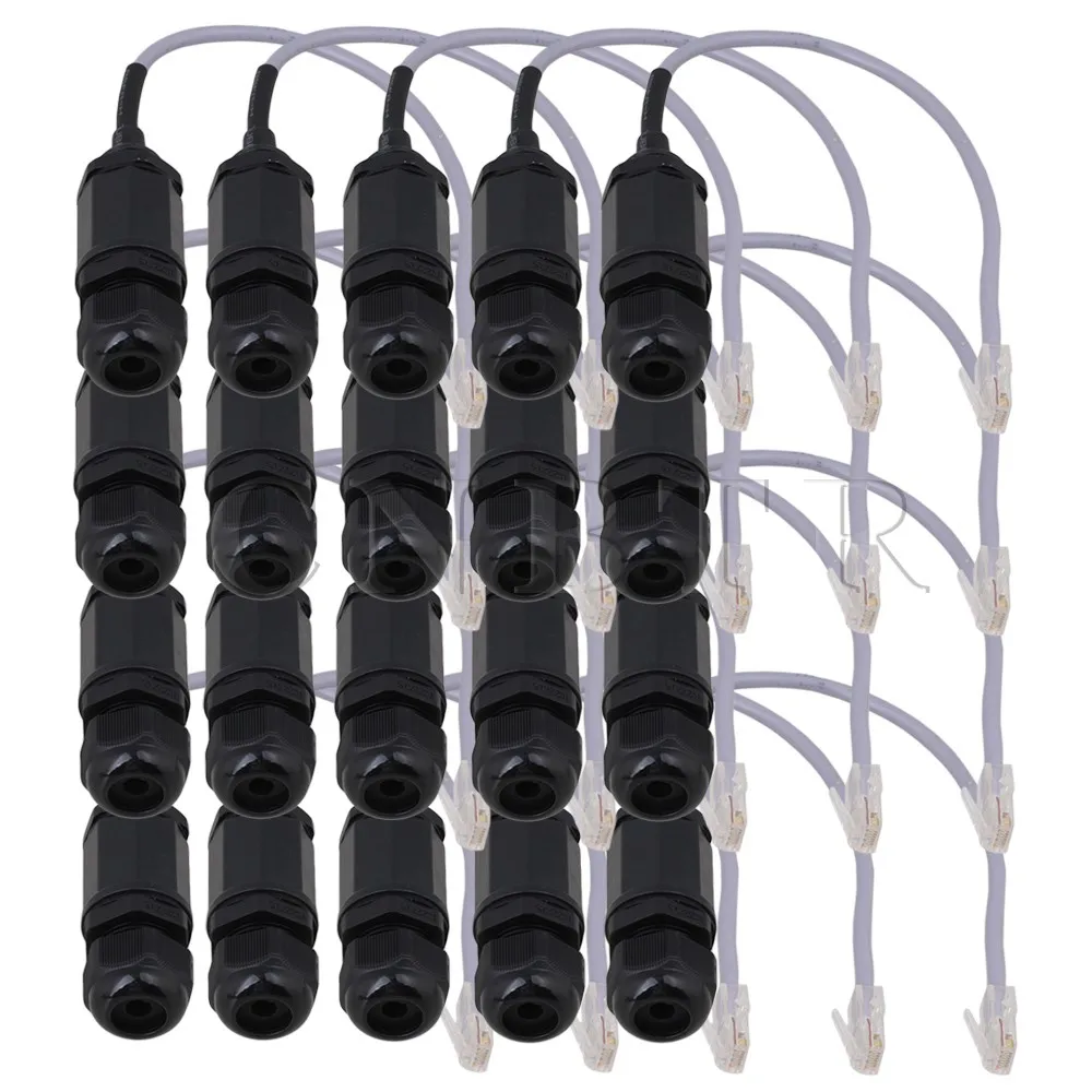 

Black Plastic LAN RJ45 M250 IP67 Protection Waterproof Connector Set of 20