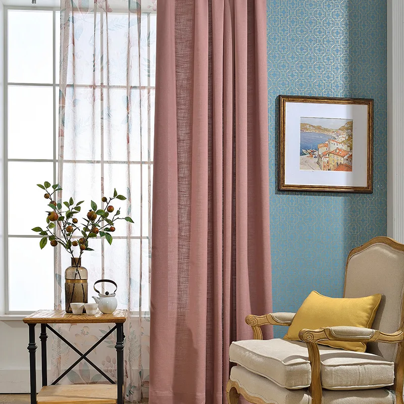 Foreign Curtains For Living Dining Room Bedroom Modern Boutique Foreign Curtains For Living Dining Room Bedroom Modern Boutique Simple Plain Blue Cotton Dyeing Cloth Curtain E In From Home Garden On