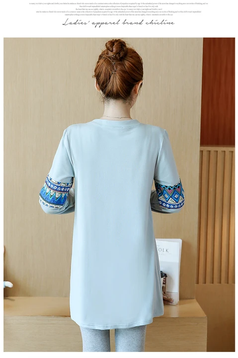 Fashion Loose Cartoon Print Long-sleeve Maternity Dresses 2019 Autumn New Korean Pregnancy Clothes for Pregnant Women QL8827