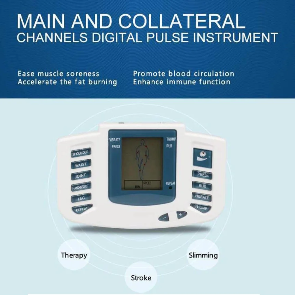 Портативные электронные импульсный массажер, боли терапии устройства 8 уровень интенсивности 4 режима 2 электрода колодки с терапии