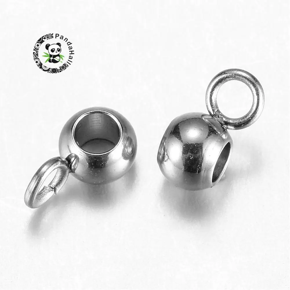 

304 Stainless Steel Hanger Links, Rondelle Bail Beads, Stainless Steel Color, 7x3.5x4mm, Hole: 1.5mm; Inner Diameter: 2mm