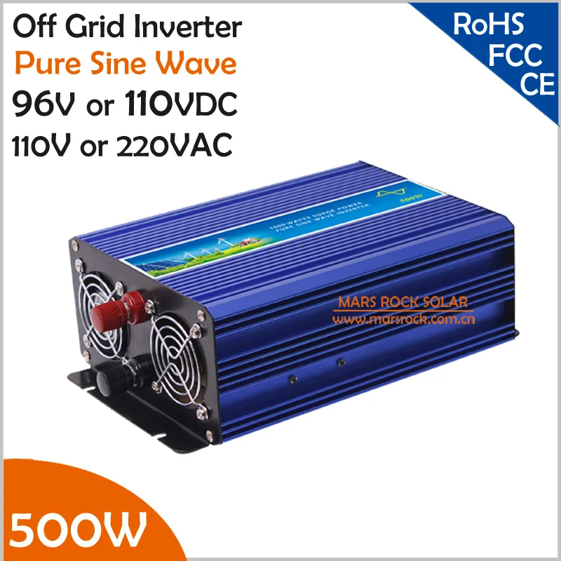 

500W 96V/110VDC to 110V/220VAC Off Grid Pure Sine Wave Single Phase Solar or Wind Power Inverter, Surge Power 1000W