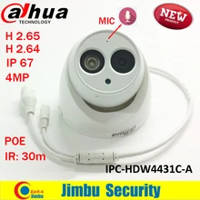 Dahua 4MP IPC-HDW4431C-A Поддержка POE IR30M H.265 Full HD Сеть Мини Ip-камера встроенный-МИКРОФОН CCTV Купола камера HDW4431C-A