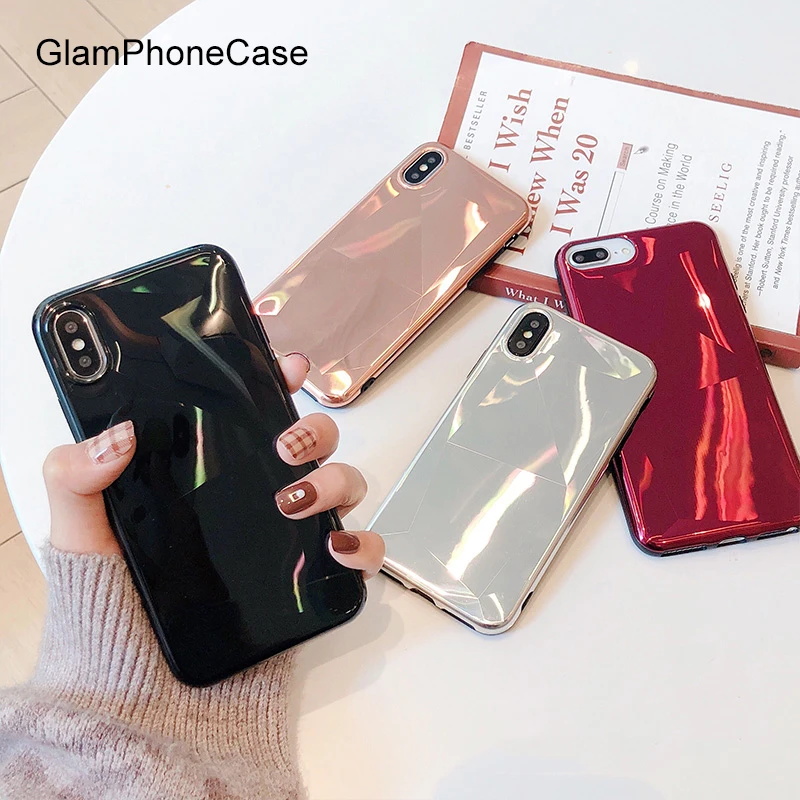 GlamPhone чехол простой Алмазный Лазерный чехол для телефона для iPhone XS Max XR XS 8 8plus 7 7plus 6S 6splus 6 6plus мягкая задняя крышка