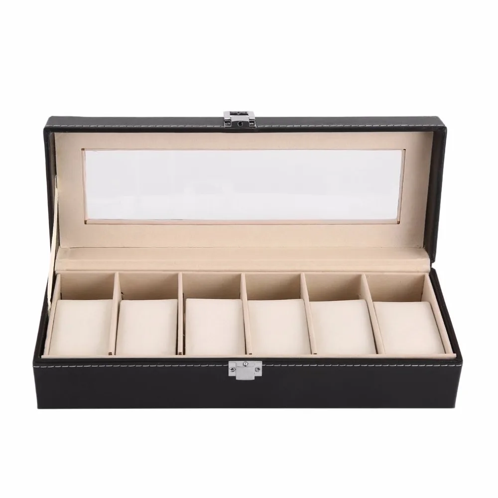 Hot Sale 6 Grid PU Leather Watch Storage Box Rectangle ...