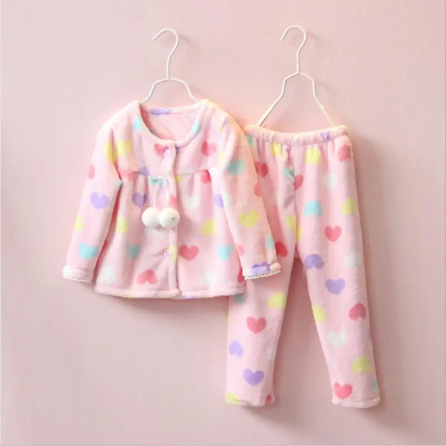 

Korean style baby girl pajamas sets autumn winter new chirstmas homewear 2pcs children home clothes rabbit flannel suit ws168