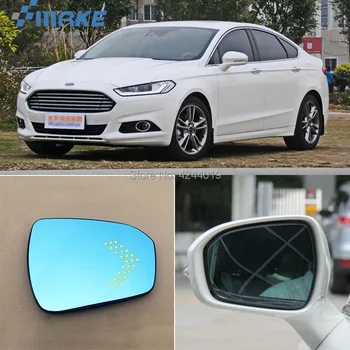 

smRKE For Ford Mondeo Car Rearview Mirror Wide Angle Hyperbola Blue Mirror Arrow LED Turning Signal Lights