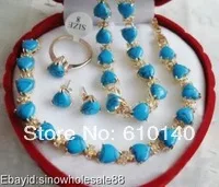 Мода м покрытием Сердце Цепочки и ожерелья браслет серьги ring8