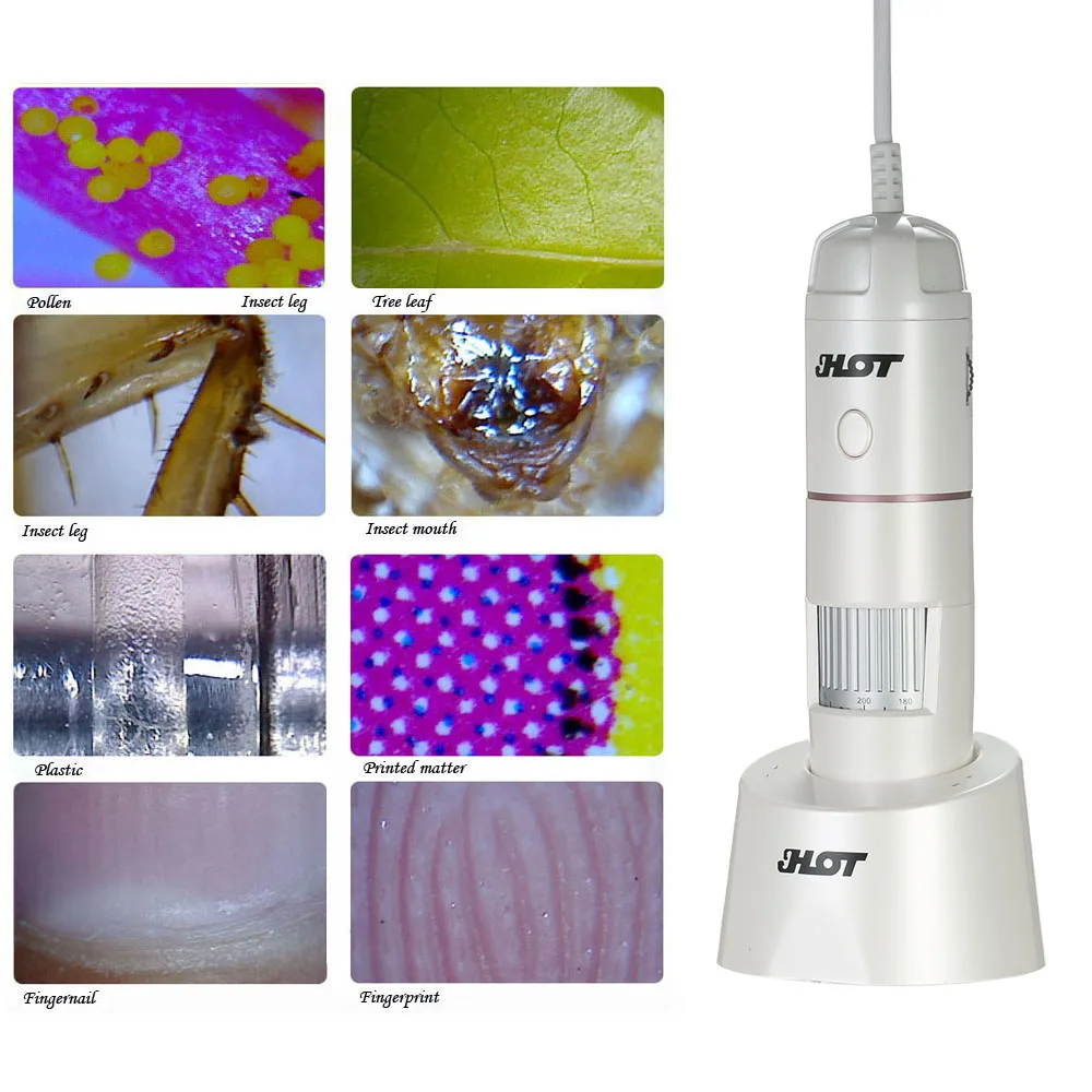 

5X-200X Digital USB microscope 8LED Scalp Hair biology electronic Microscope Skin Detector camera magnifier microscopio + Base