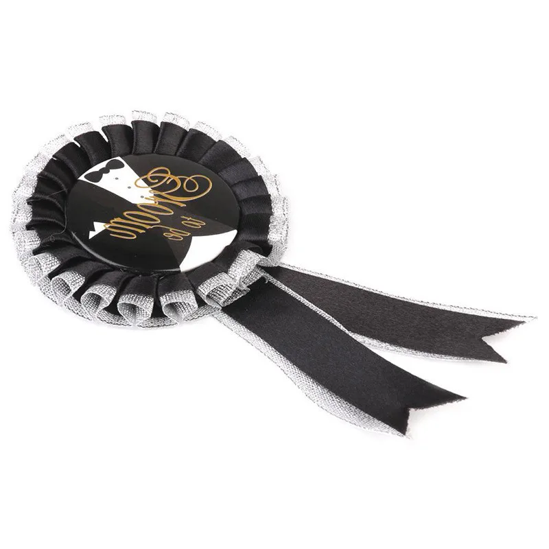 1Pcs Kawaii Black Groom White Bride To Be Badge Rosette Stag Wedding Bridal Photo Props Hen Night Party DIY Wedding Decorations