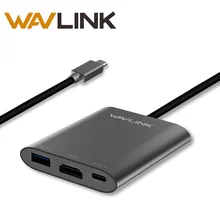 Wavlink алюминиевый usb-концентратор внешняя мощность USB 3,1 type C Gen 2 Суперскоростной концентратор USBC 2-Портовый Концентратор с HDMI 4 K и адаптером питания