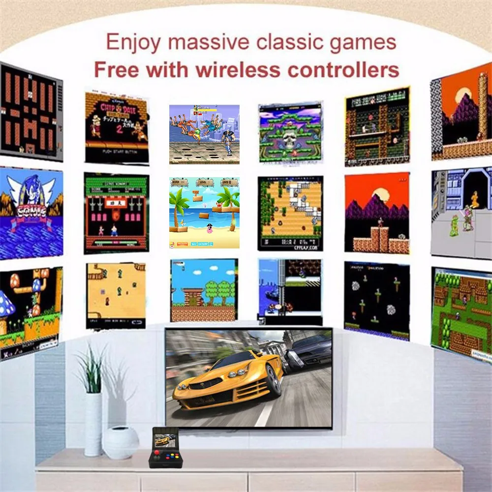 2018 Hot Sales RS-07 Arcade 2 Players Arcade Cabinet Mini Bartop Game Machine, Support TV Output Portable Video Game Console
