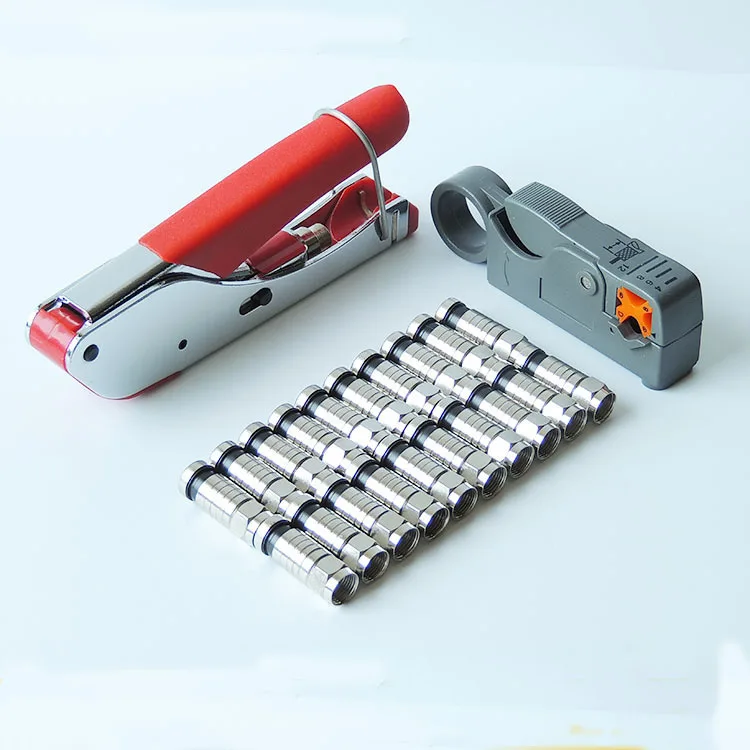 

Coax Compression Connector Kit 20pcs RG6 compression F Connectors with Tool & Stripper rg6 coax cable compression tool