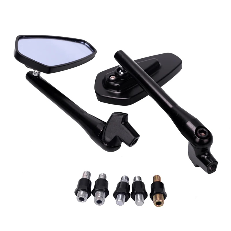 Pair Universal Aluminum 8mm/10mm Round Handle Rearview Mirror