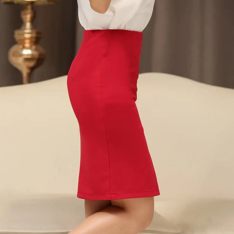 Женская однотонная офисная юбка карандаш addnew красная черная xxl XL XS Повседневная